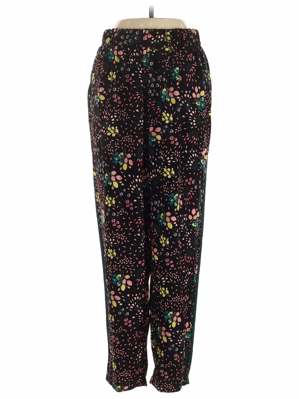 Lulu's Black Floral Elastic Waist Track Pants